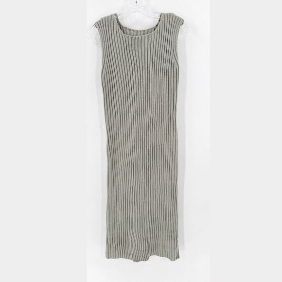 J. Ing Tan Crew Neck Sleeveless Ribbed Knit Casual Midi Tank Dress Size Small - Picture 1 of 14